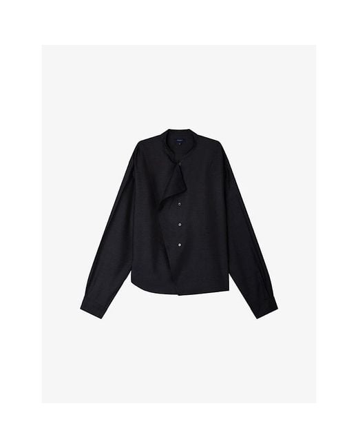 Soeur Black Hampton Mandarin-Collar Silk Blouse