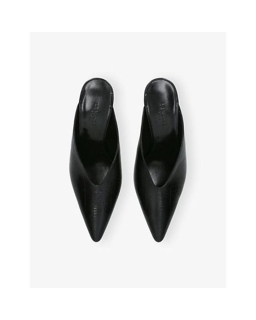 Le Monde Beryl Black Victoria Wedge Heeled Leather Mules