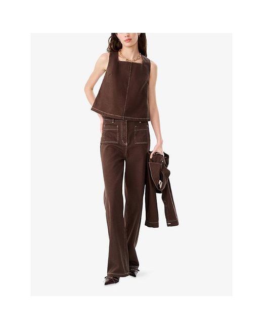 OMNES Brown Kiri Sleeveless Cotton Top