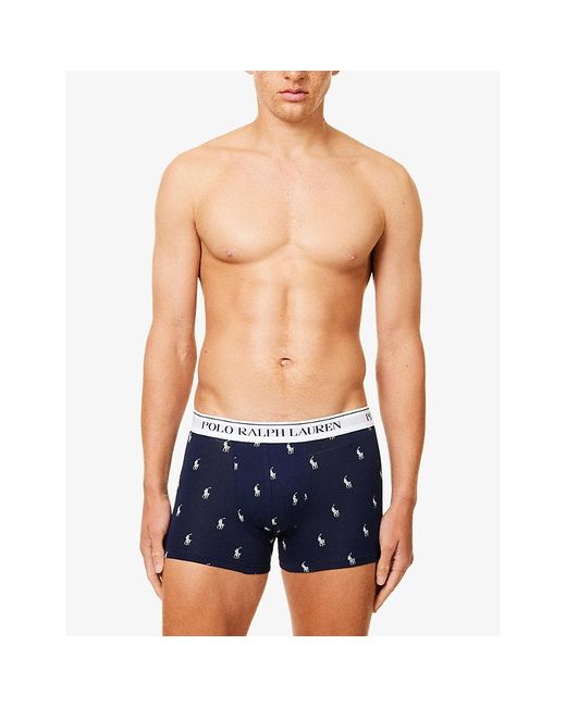 Polo Ralph Lauren Multicolor Pack Of Three Branded-Waistband Stretch-Cotton Trunks for men