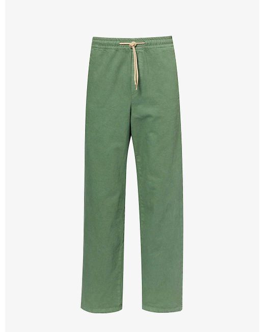 A.P.C. Green Drawstring-waist Straight-leg Cotton Trousers for men