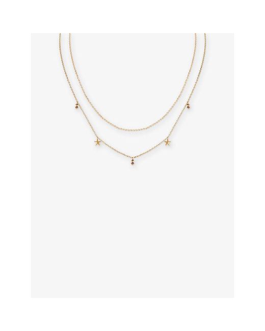Astrid & Miyu White Starfish Double Chain-Plated Sterling- And Cubic Zirconia Necklace
