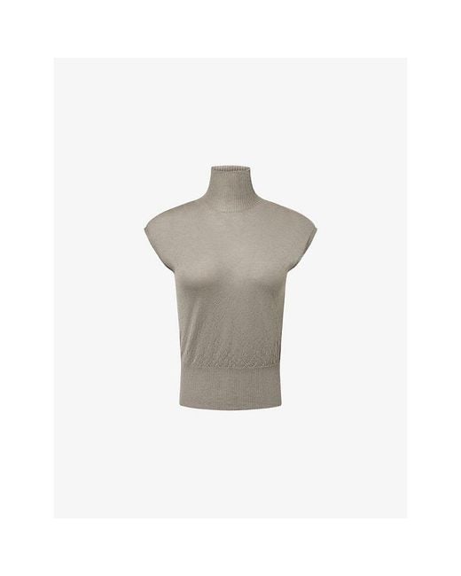 Rick Owens Gray Sleeveless Turtle-Neck Cashmere Jumper
