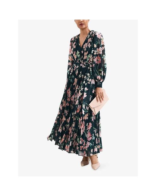 Phase Eight Black Rosa Petite Floral-Print Woven Maxi Dress