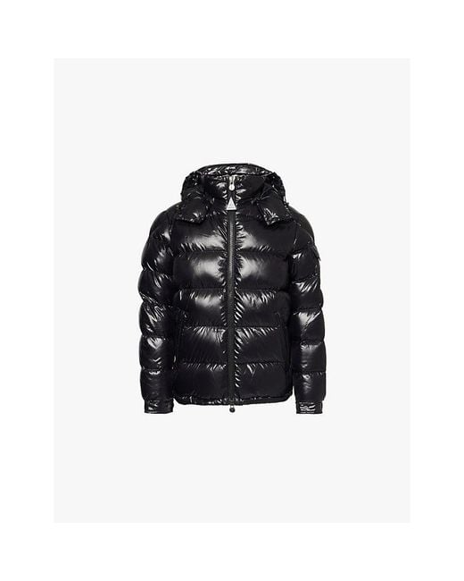 Moncler Black Maya Logo-Patch Padded Shell-Down Jacket for men