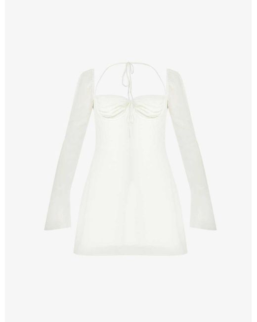 House Of Cb Babydoll Crepe Mini Dress in White Lyst