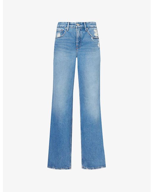 GOOD AMERICAN Blue Good 90s Straight-leg Mid-rise Stretch-denim Jeans
