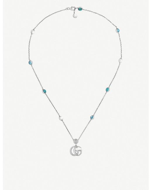 Gucci Metallic GG Marmont Sterling Silver And Mother-of-pearl Necklace
