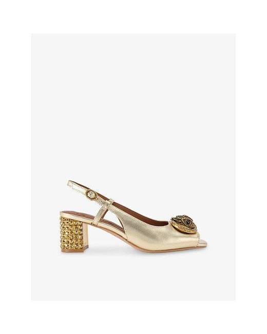 Kurt Geiger Chelsea Metallic-Leather Block-Heel Slingback Sandals