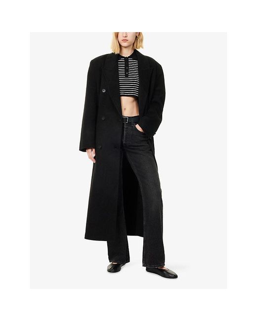 Frankie Shop Black Gaia Double-Breasted Wool-Blend Coat