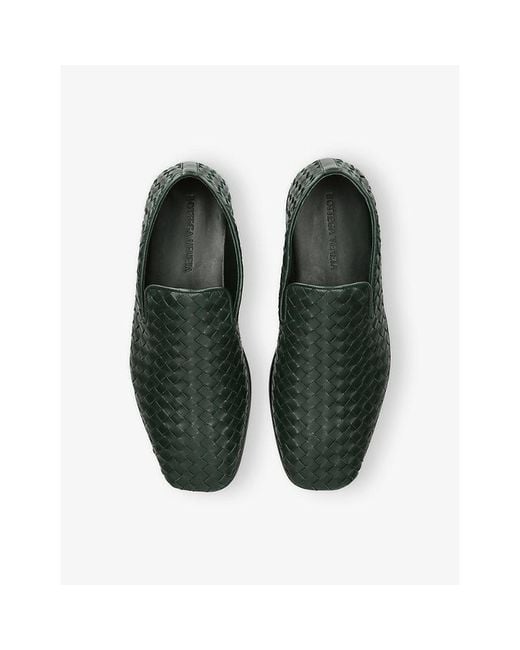 Bottega Veneta Green Intrecciato Leather Loafers for men