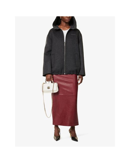Gucci Blue Regular-Fit Hooded Wool-Silk Blend Coat