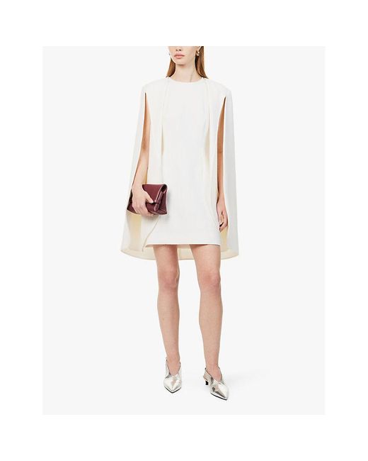 Stella McCartney White Cape-Panel Sleeveless Woven Mini Dress