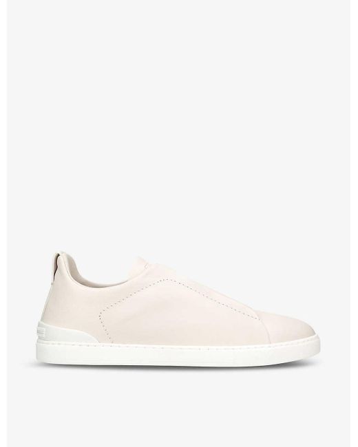 Zegna Natural X3 Stitch Leather Low-top Trainer for men