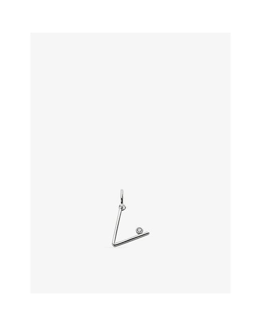 Monica Vinader White Solitaire Diamond Initial V Sterling- And 0.035Ct Lab-Grown Diamond Pendant