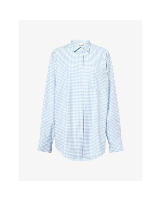 Cheap Monday Blue La Jolla Checked Stretch-Cotton Shirt