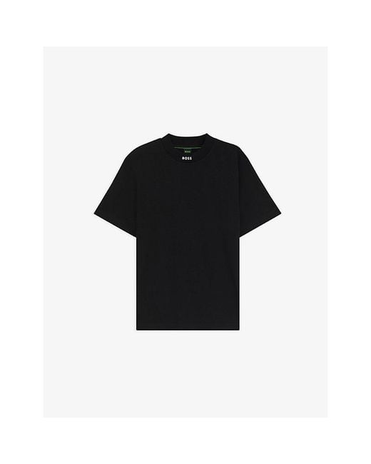 Boss Black Logo-Collar Short-Sleeve Stretch-Cotton T-Shirt for men