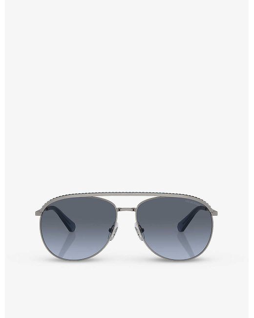 Swarovski Blue Sk7005 Aviator-frame Gem-embellished Metal Sunglasses