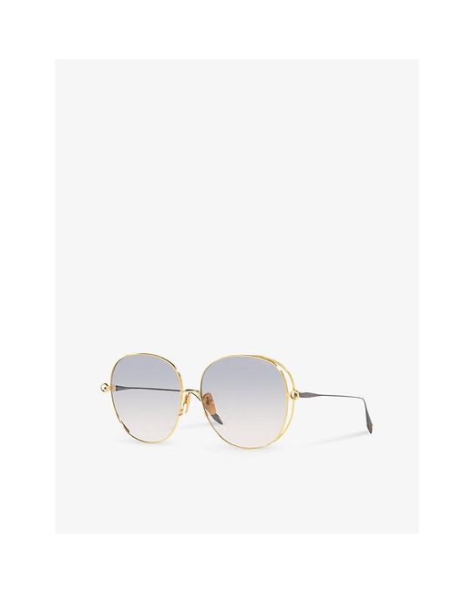 Dita Eyewear White D4000431 Arohz Round-frame Metal Sunglasses