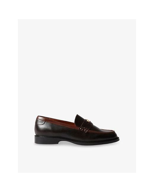 Claudie Pierlot Black Embellished Flat Leather Loafers