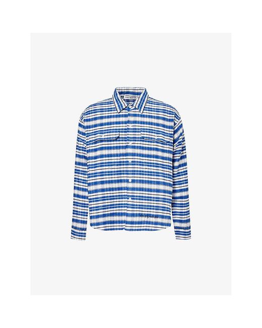 Cole Buxton Blue Checked Logo-embroidered Cotton Shirt Xx for men