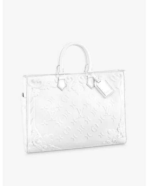 Louis Vuitton White Sac Plat Monogram-embossed Leather Tote Bag for men