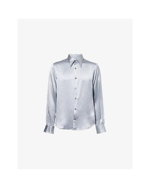 Tiger Of Sweden Blue X Ben Cobb Alain Long-Sleeve Silk Shirt for men