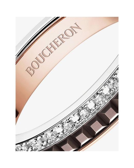 Boucheron White Rose/ Quatre Classique 18Ct Rose-, - And 0.21Ct Diamond Wedding Band for men