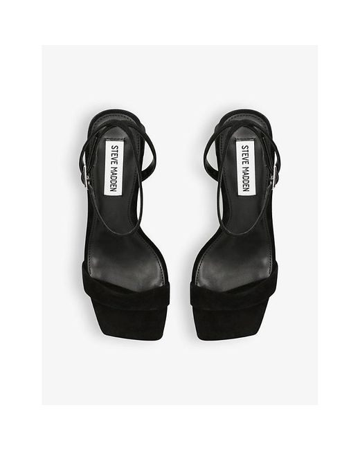 Steve Madden Black Luxe Block-heel Faux-leather Sandals