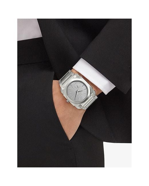 BVLGARI Gray Octo Finissimo S Stainless-Steel Automatic Watch for men