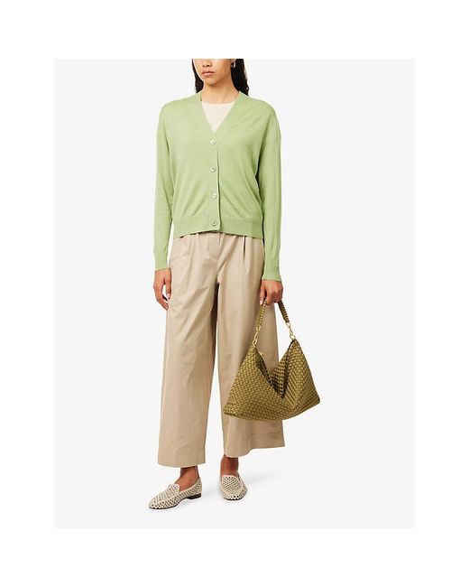 Weekend by Maxmara Green Regular-Fit V-Neck Wool-Blend Cardigan