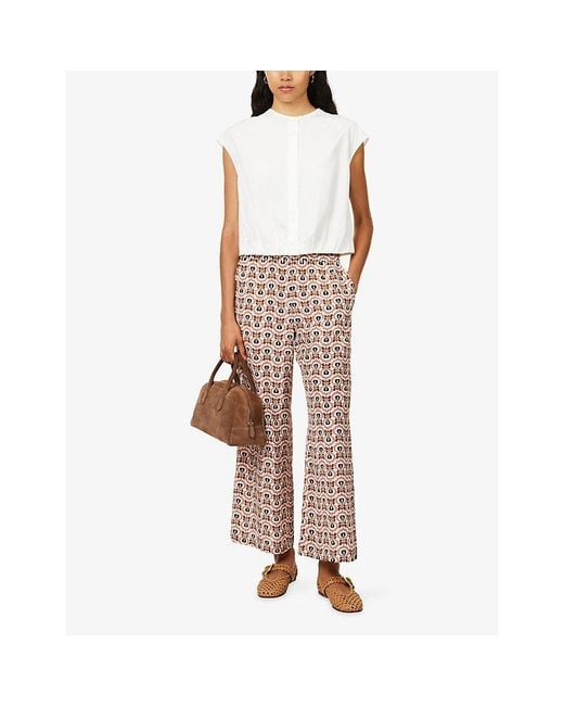 Weekend by Maxmara White Button-Through Sleeveless Cotton Shirt