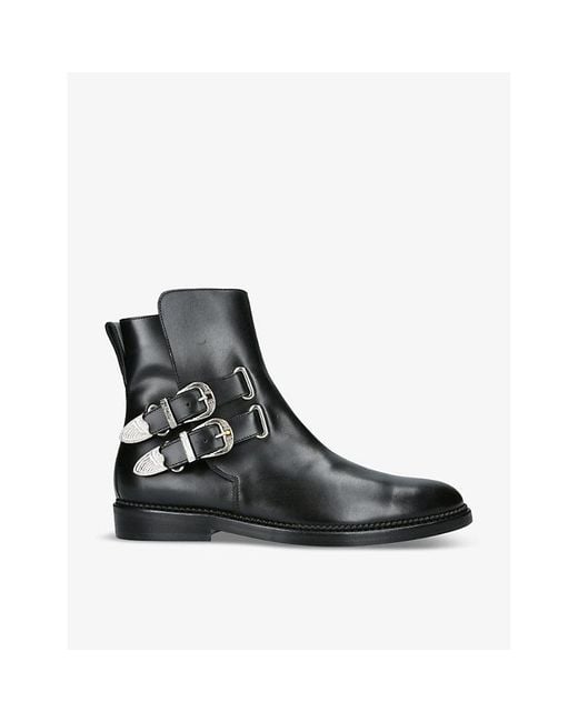 Toga Virilis Black Stud-embellished Buckled Leather Chelsea Boots for men