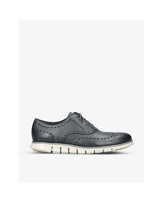 Cole Haan Gray Zerogrand Chunky-sole Leather Oxford Shoes for men
