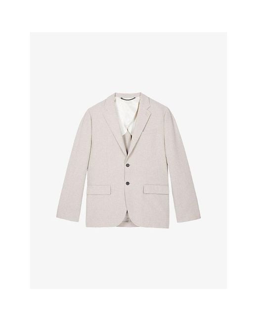 The Kooples Natural Lapel-Collar Single-Breasted Cotton And Linen-Blend Blazer for men