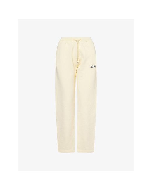 ADANOLA Natural Logo-Embroidered Straight-Leg Cotton Jogging Bottoms