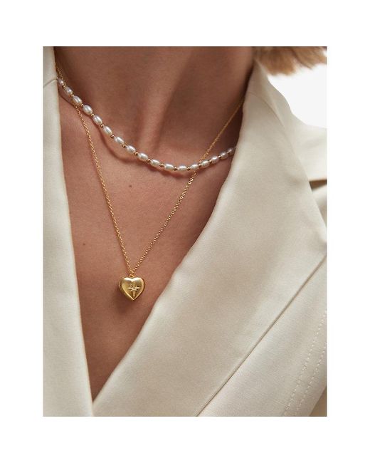 Astley Clarke Metallic Mini Heart 18Ct- Plated Sterling- Locket Necklace