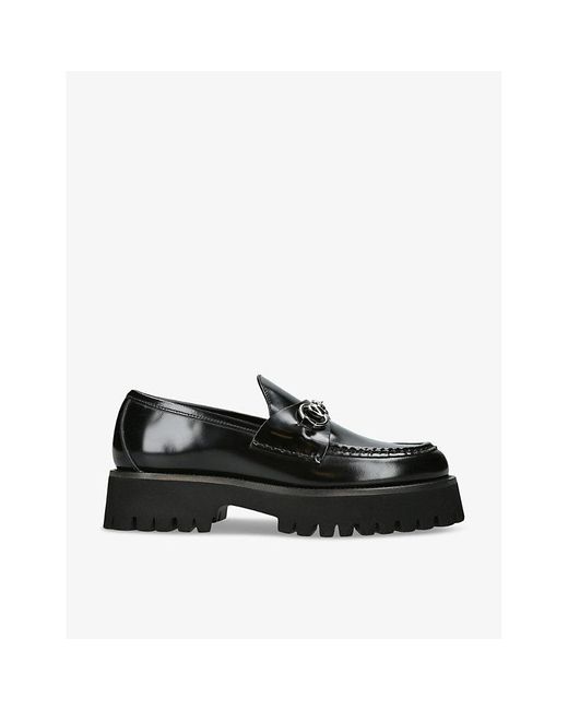 Gucci Black Sylke Platform-sole Leather Loafers