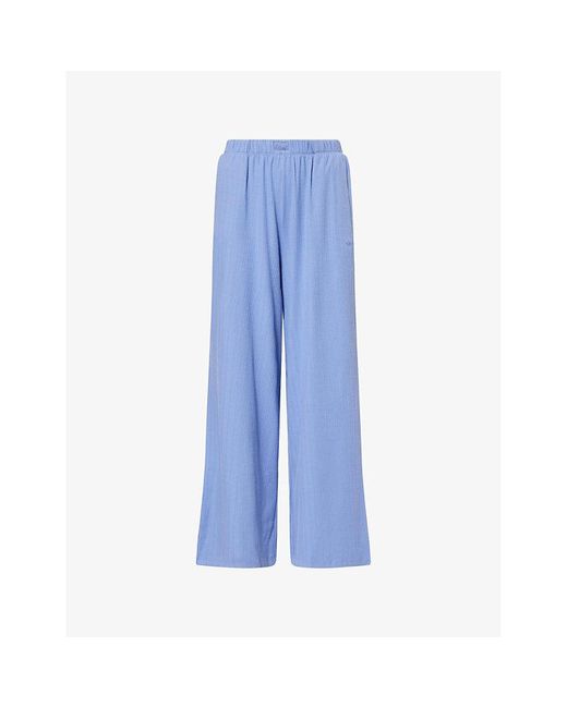 WE Are Tala Blue Soft Lounge Wide-Leg Cotton-Jersey Pyjama Bottoms