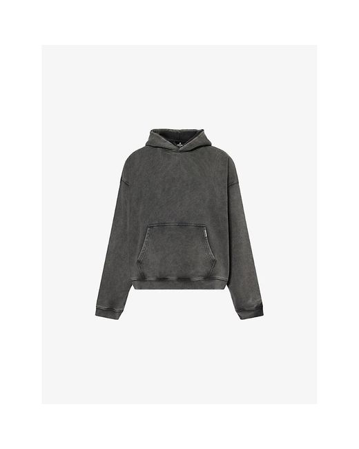 Represent Black Initial Boxy Logo-Embellished Cotton Hoody for men