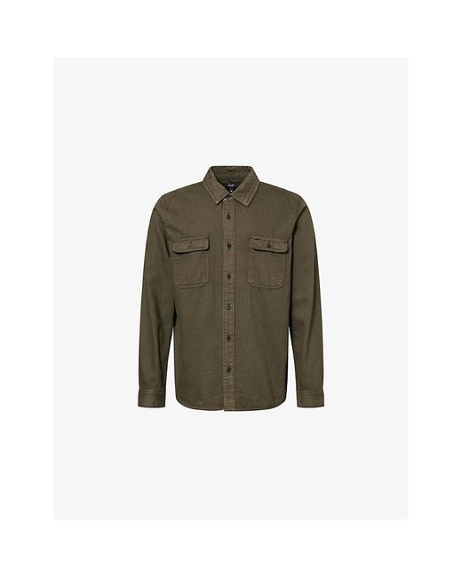 PAIGE Green Martin Long-Sleeve Cotton Blend Shirt for men