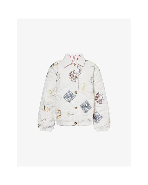 Damson Madder White Claudia Padded Cotton Jacket