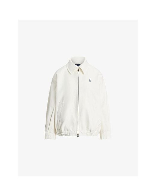 Polo Ralph Lauren White Logo-Embroidered Relaxed-Fit Cotton Jacket
