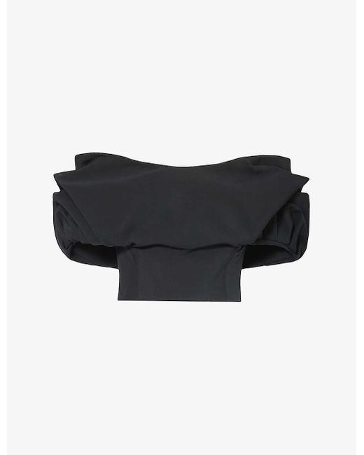 Gabriela Hearst Black Erwan Puff-sleeved Silk And Wool-blend Top