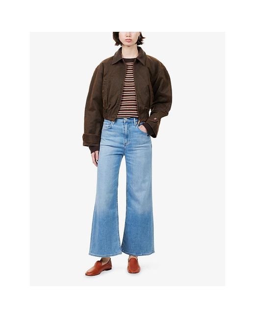 Citizens of Humanity Blue Lyra Wide-Leg Cropped Denim Jeans