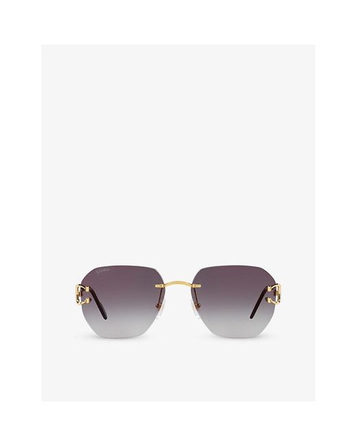 Cartier Purple Ct0394s Square-frame Metal Sunglasses