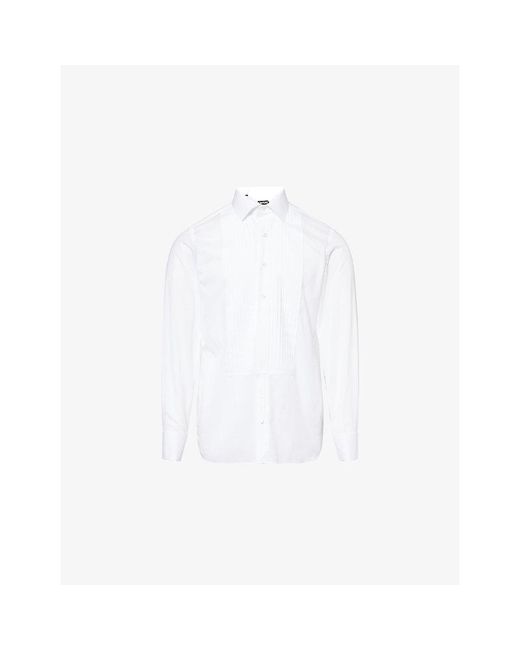 Tom Ford White Classic Pleated Cotton Evening Shirt for men