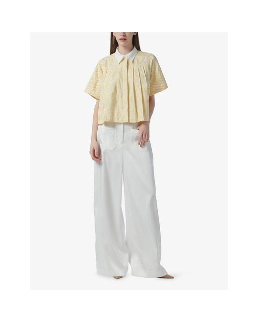 eem Natural Striped Pleated Woven Shirt