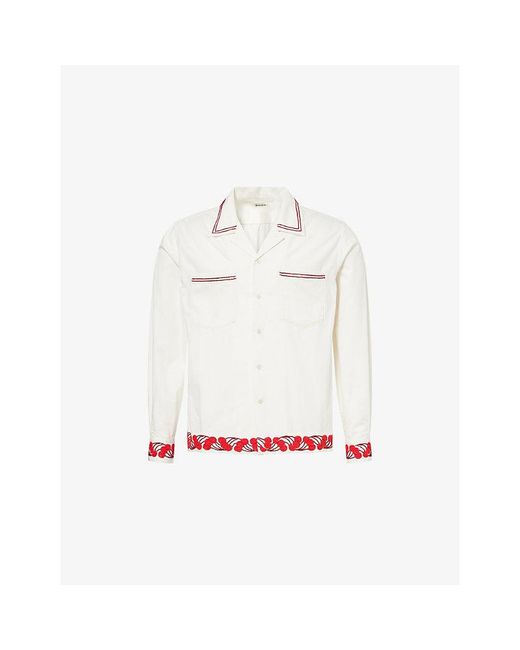 Bode White Cherry Lane Beaded Cotton Shirt for men