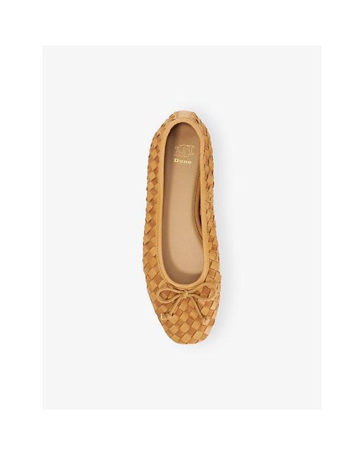 Dune Natural Heat Woven Leather Ballet Flats